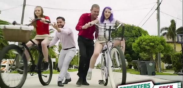  Friends Val Steele and Jessae Rosae are spending too much time on their phonse so their dads decided to teach them how to ride a bike